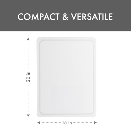 Dexas NSF Polysafe Pastry/Cutting Board with Well, 15 by 20 inches, White - size: 15"L x 20"W, style: Flat