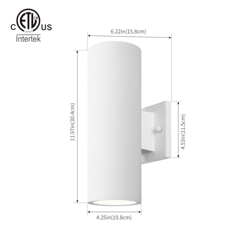 mirrea 12" Modern Outdoor Porch Light in 2 Lights, 2 Pack, Matte White - color: Matte White, size: 12-inch