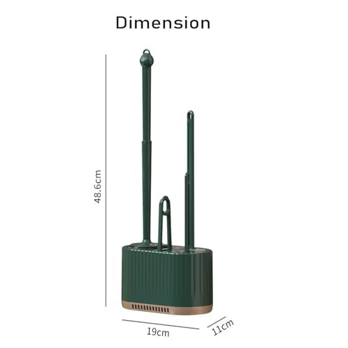 Basaza Toilet Brush and Holder Set Hidden Toilet Bowl Cleaning Brush and Holder for Bathroom Toilet Bowl Cleaner Brushes & Holders 4 in 1 Dark Green Bathroom Accessories - color: #Aa Dark Green 4 in 1 Toilet Brush and Holder Set