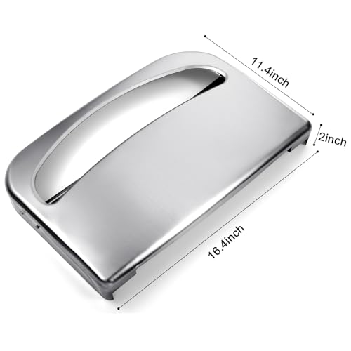 Domensi 2 Pcs Stainless Steel Toilet Seat Cover Dispenser Commercial Toilet Seat Wall Mount Half Fold Cover Holder with Screws for Office Restaurant Home Bathroom School, 16.4 Inch (Silver) - color: Silver
