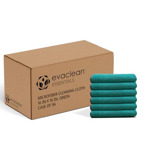 EvaClean Essentials Premium Microfiber Cleaning Cloth 16"x16" - Reusable, Washable, Non-Scratch, Microfiber Towels for Cleaning, Dusting, Polishing, High Absorbency & Durability, Green, 96-Pack - color: Green