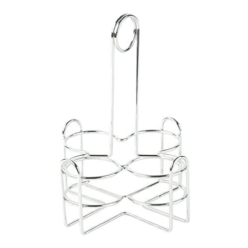G.E.T. 4-221623 Metal Condiment Condiment Caddy with Number Holder, 4 Compartment, Chrome, 6.5" x 6.5"