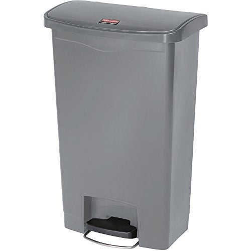 Rubbermaid Commercial Products - 1883602 Streamline Slim Step-On Plastic Trash Garbage Can, 13 Gallon, Gray - color: Gray, size: 13 Gallon, style: Plastic Front Step Step-On