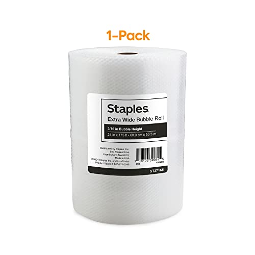 Staples Extra-Wide Bubble Cushioning Roll, 3/16 In, 24x175 Ft