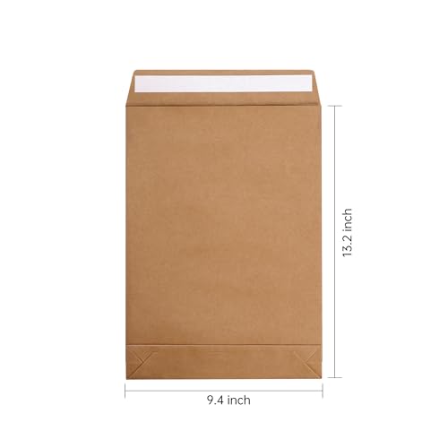 9.4" x 13.2" Expandable Envelopes Large Kraft Envelopes - color: Kraft, size: 10