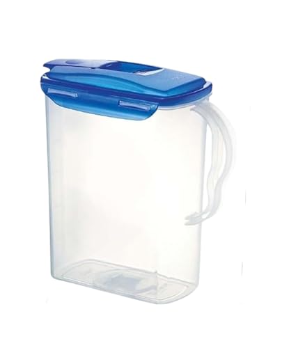 LocknLock Aqua Fridge Door Water Jug with Handle BPA Free Plastic Pitcher with Flip Top Lid Perfect for Making Teas and Juices, 3 Quarts, Blue - color: Blue, size: 96 Ounces