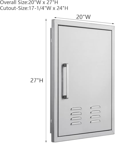 Outdoor Kitchen Doors, 20x27 Inch 304 Stainless Steel BBQ Access Door with Vent, Double Steel Doors for Outdoor Grill Island - size: 20W x 27H- Right