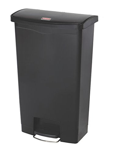 Rubbermaid Commercial Products Streamline Slim Step-On Plastic Trash Garbage Can, 18 Gallon, Black, Wastebasket for Home/Kitchen/Hospital/Healthcare Facility - color: Black, size: 18 Gallon, style: Plastic Front Step Step-On