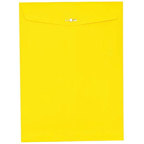 JAM PAPER 9 x 12 Colored Envelopes with Clasp Closure - Yellow Recycled - 10/Pack - color: Yellow, size: Pack of 10