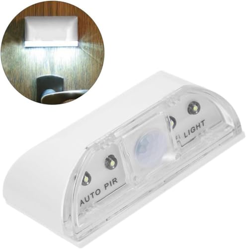 Key Light Door Lights, Small Motion Sensor Light with 4 LED Bulbs, Battery Powered Night Lights for Hallway, Stairway, Kitchen, Closet, Bedroom (2 Pack White) - color: White-2 Pack