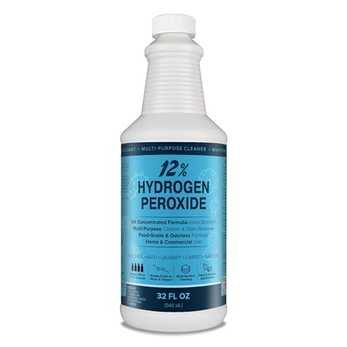 MAXTITE 12% Hydrogen Peroxide Solution, 2-Pack 32 Fl Oz - Food-Grade H2O2 & Water - Versatile Cleaner for Kitchen, Bath & Laundry - 4X Concentrated - Bottle w/Child-Safe Cap - Made in USA - size: 32 Fl Oz (Pack of 2)