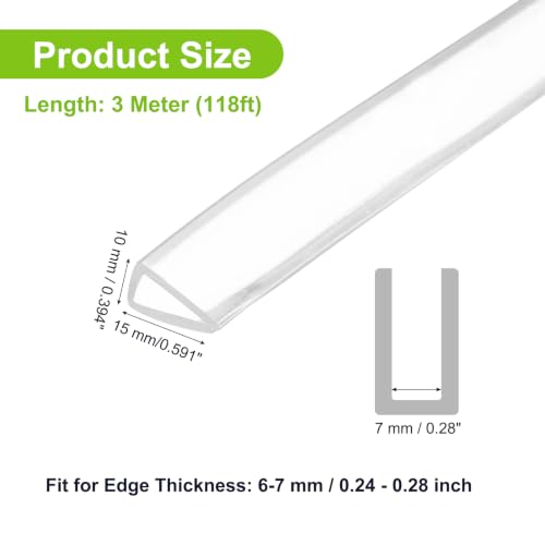 PATIKIL Rubber Seal Strip, 10Ft Flexible U Channel Edge Trim Protector Soundproof Door Seal Strips Fit 6-7mm Thick Edge, 3/8"(10mm) Width, 19/32"(15mm) Height, Transparent - size: 3/8"(10mm ) x 19/32"(15mm )