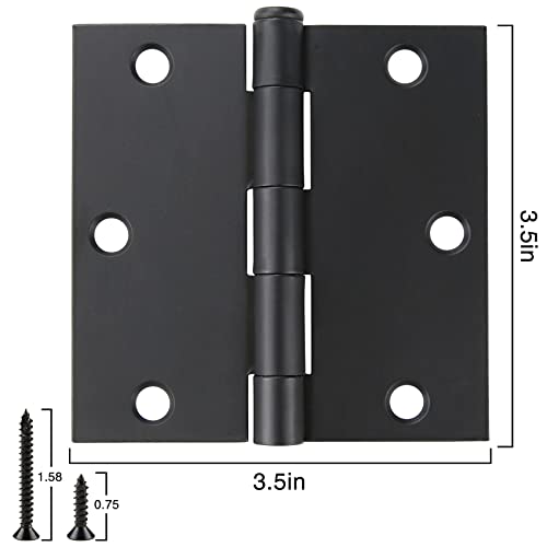 12 Pack Door Hinges Matte Black 3.5 Inch x 3.5" Square Corners - color: Matte Black
