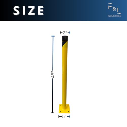 F&L Aluminum Bollard — Heavy-Duty OSHA Yellow Safety Post with Powder-Coated Finish for Traffic Control, Crowd Management, Warehouse, and Parking Protection (48") - size: 48"
