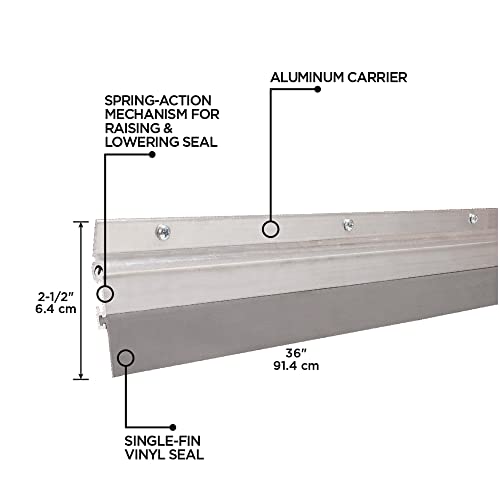 MD Building Door Sweep, Flex-O-Matic Screw-On, Silver, 36in - color: Silver