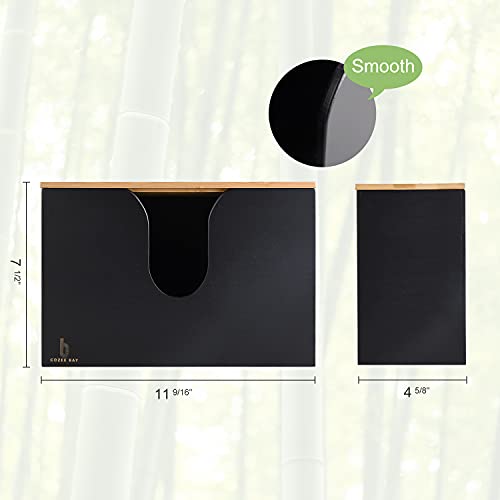 Bamboo Paper Towel Dispenser/Holder with Lid for Home and Commercial, Wall Mount or Countertop for Multifold, C Fold, Z fold, Trifold Hand Towels (Black) - color: Black