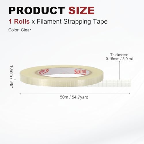 uxcell Filament Strapping Tape 3/8" x 54.7 Yards 5.9 Mil Heavy Duty Mesh - size: 3/8 Inch x 54.7 Yards 5.9 Mil