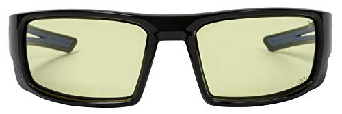 X Power ANSI Z87+ Safety Sunglasses Impact Resistant Polycarbonate Lens & Double Injection Frame - color: 002 Black & Blue Frame / Yellow Lens