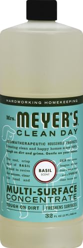 Mrs. MEYER'S CLEAN DAY Multi-Surface Everyday Concentrate, Basil Scent, 32 Fl Oz Bottle (Pack of 6) - size: 32 Fl Oz (Pack of 6)