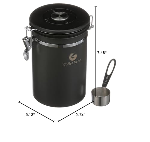 Coffee Gator Coffee Canister, 22oz Airtight Stainless Steel Container - color: Gray, size: 22oz