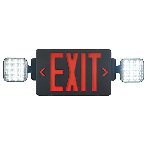 TANLUX Black Exit Sign with Emergency Lights, LED Emergency Exit Light with Battery Backup, UL Listed, AC 120/277V, Commercial Emergency Lights Combo for Business - 1 Pack - color: Black Housing+Red Letter, size: 1 Pack