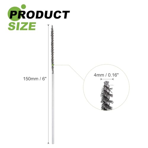 HARFINGTON 2pcs Wire Bore Brush Set 6 Inch Length 3/16 Inch Shank Stainless Steel Bristles Cleaning Brush for Clean Car Part Tube Kitchen Garage - size: 6 x 3/16 Inch