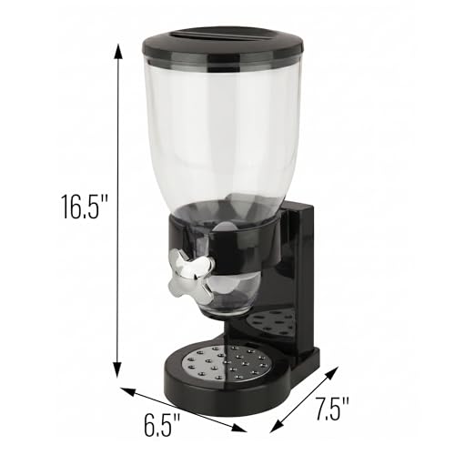 Honey-Can-Do Dry Food Dispenser, Single Control, Black/Chrome