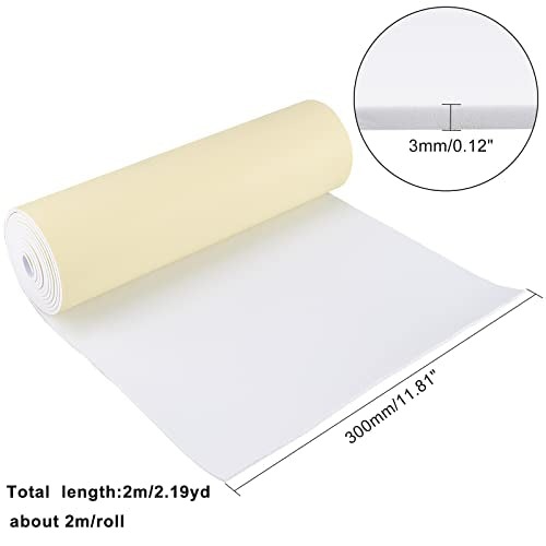 BENECREAT 78.7x12 inch White Self-Adhesive EVA Foam Roll, 3mm Thick - color: White, size: 3mm Thick