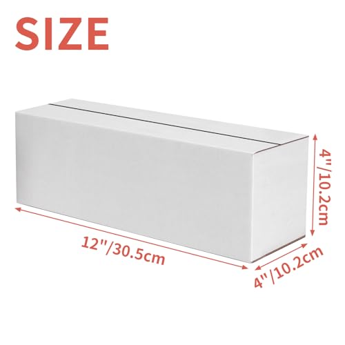 25-Pack Shipping Boxes 12x4x4 Inches, White - color: White, size: 12x4x4-25-Pack