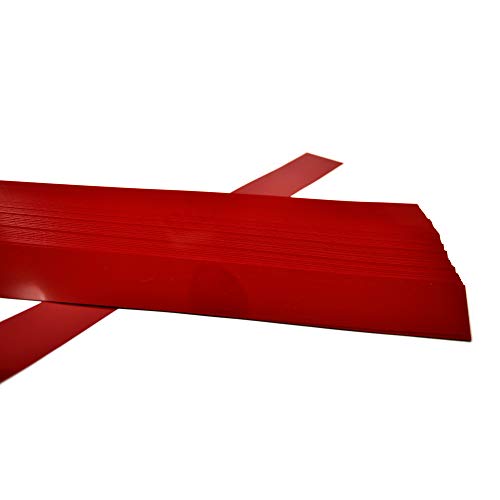 Decorative Gondola Shelving Pre Cut Vinyl Insert Strips 48" x 1.25" Shelf C-Channel, Red, 100 Pack - color: Red