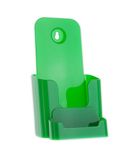 SOURCE ONE Acrylic Deluxe 4 Inch Wide Trifold Brochure Holder with Buisness Card Holder Counter Top or Wall Mount Use - color: Green, size: 1 Pack