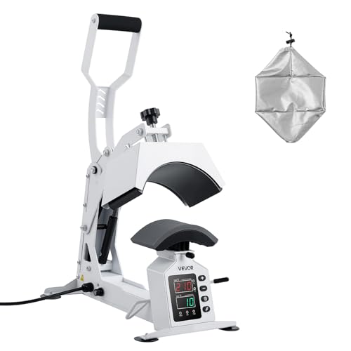 VEVOR Hat Heat Press Machine, 8.5 x 4 in Large Heating Plate, with Caps Stretcher, Precise Temperature & Time Control, Heat Press for Hats and Caps, for HTV Iron On and Sublimation Projects, White - color: White