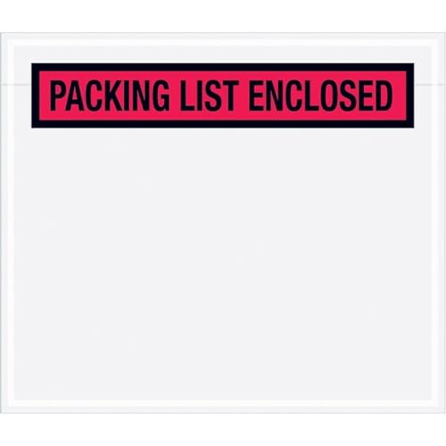 7 x 6" Red "Packing List Enclosed" Envelopes