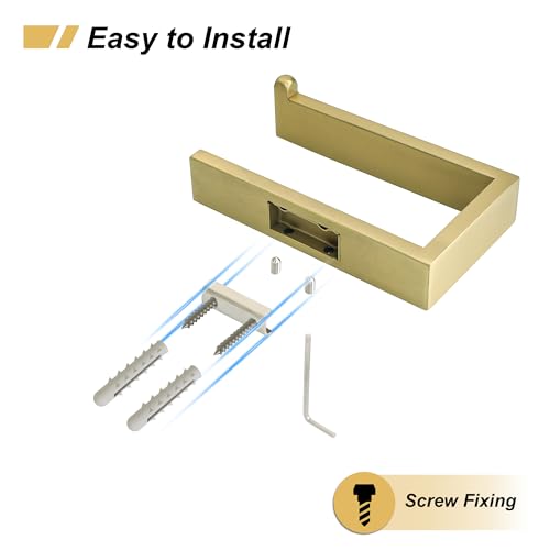 Sayayo Brushed Gold Toilet Paper Holder Wall Mount, RV Toilet Tissue Holder - color: Gold - Drilling