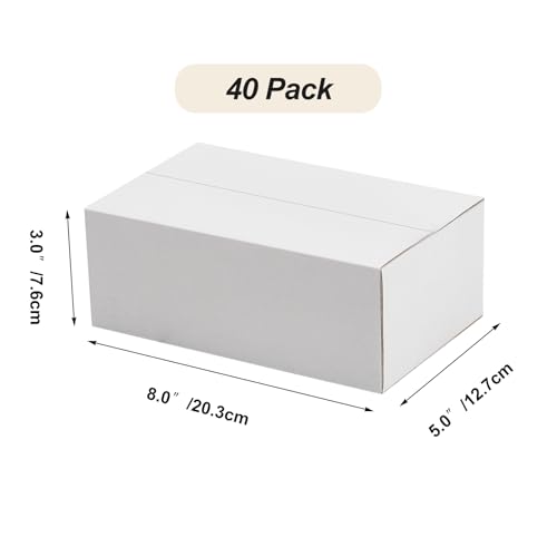 Calenzana 8x5x3 Shipping Boxes Set of 40, White Corrugated Cardboard Box for Mailing Packing Gifts Small Business - size: 8x5x3, style: 40 Pack