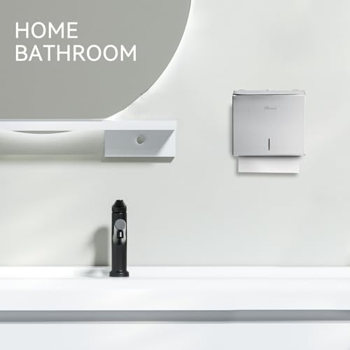 Commercial Paper Towel Dispenser Wall Mount - Heavy Duty Stainless Steel Multifold Paper Towel Dispenser for Bathroom Restroom & Office - Fits C Fold Trifold Hand Towels - color: Brushed