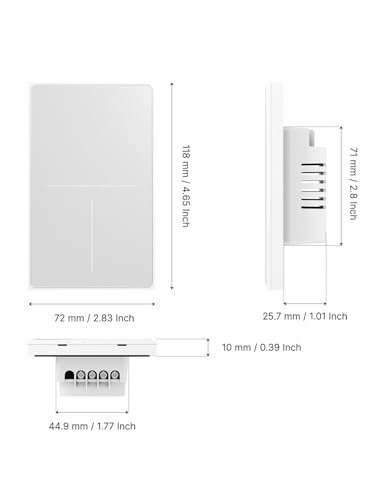 MOES Full Touch WiFi Smart Light Switch Neutral Wire Needed, White 3 Gang - color: White, size: WiFi 3 Gang
