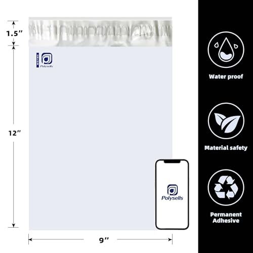 POLYSELLS 9x12 White Poly Mailers 3000 Pack Shipping Bags for Clothing - size: 9"x12" 3000 PCS