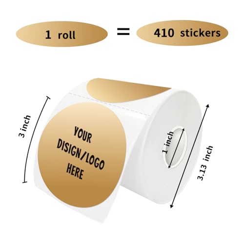 3 Inch Brown Round Thermal Sticker Labels, Multi-Purpose Thermal Labels for DIY Logo Design, QR Code, Name Tags (410 Labels, 1 Roll) - color: Brown, size: 3 inch