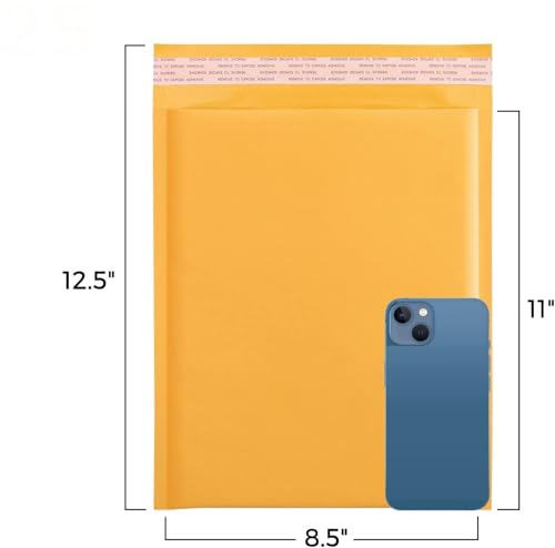 Fuxury Kraft Bubble Mailers 8.5x12" 250 Pack Self Seal Padded Envelopes #2 - color: Yellow, size: 8.5x12" 250PC