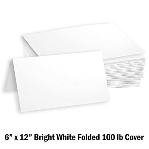 Hamilco White 100lb Cover Heavy 12x12 Pre-Scored Scrapbook Cardstock (25PK) - size: Size 6" x 12" - White