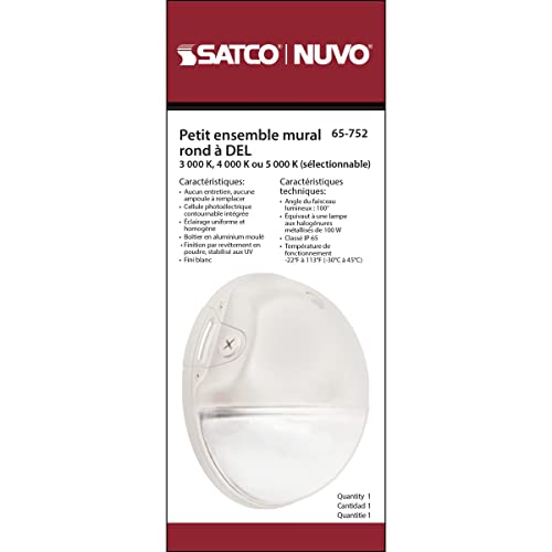 Nuvo 65/752 LED CCT Selectable Small Round Aluminum Outdoor Wall Pack Light, 3000K/4000K/5000K, 20W, White - color: White