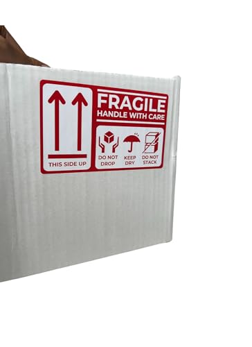 3"x 5" Fragile 500labels/roll. Handle with Care This Side Up Strong Adhesive for Box Shipping and Moving. Multi-Sign Fragile Large Label