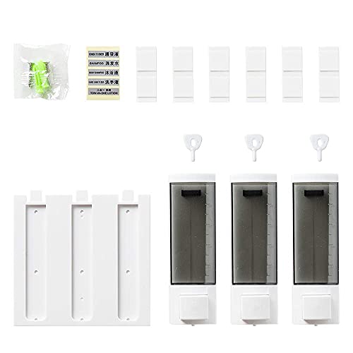 Shower Soap Dispenser 3-Chamber,Drill Free with Adhesive Wall Mount - size: 3-Chamber