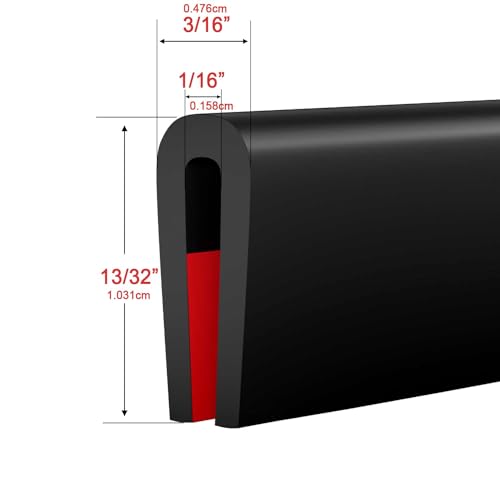 Silicone Edge Trim Self-Adhesive U Channel Silicone Edge Trim Edge Protector for Sheet Metal (Black, Fit 1/16" - L 20') - color: Black, size: Fit 1/16" - L 20'
