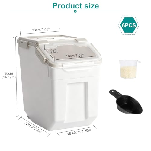 Saim 6Pack 50lb Flour & Rice Storage Container with Wheels, Grey - color: 6Pack 50lbs Grey