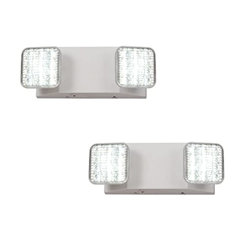 TANLUX LED Emergency Lights with Battery Backup, Two Head Adjustable Commercial Emergency Lights, UL Listed, AC 120/277V, Hardwired Exit Light Fixtures - 2 Pack (White) - color: White, size: 2 Pack