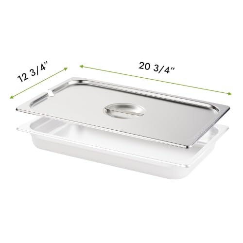 HECMAC 6-Pack Full Size Notched Hotel Pan Cover,Stainless Steel Solid Steam Table Catering Food Pan Lid with Handle, 23 Gauge - size: Full Size, Notched Lid