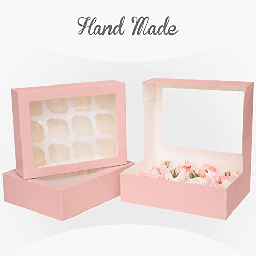 Bakepacker Auto-pop up 12 Cupcake Boxes, Pink, 6-Packs - color: Pink