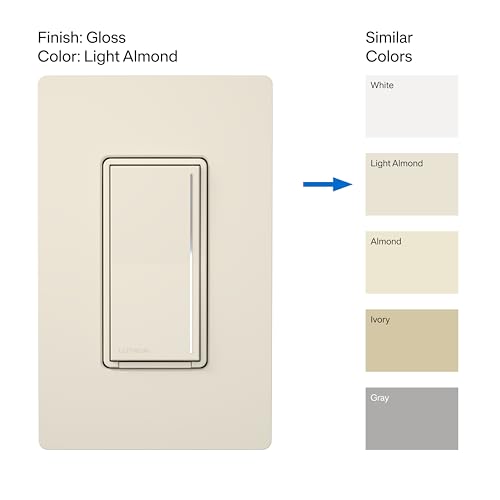 Lutron Sunnata LED+ Dimmer Switch, Touch Dimmer, Single Pole/3-way - color: Light Almond, size: 1 Pack, style: LED+ Dimmer